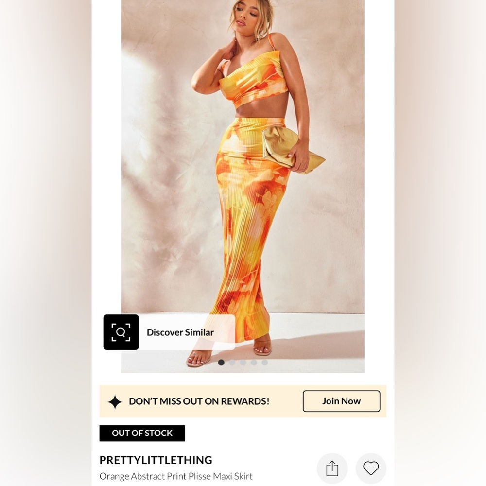 Pretty Little Thing - Orange Abstract Print Plisse Maxi Skirt